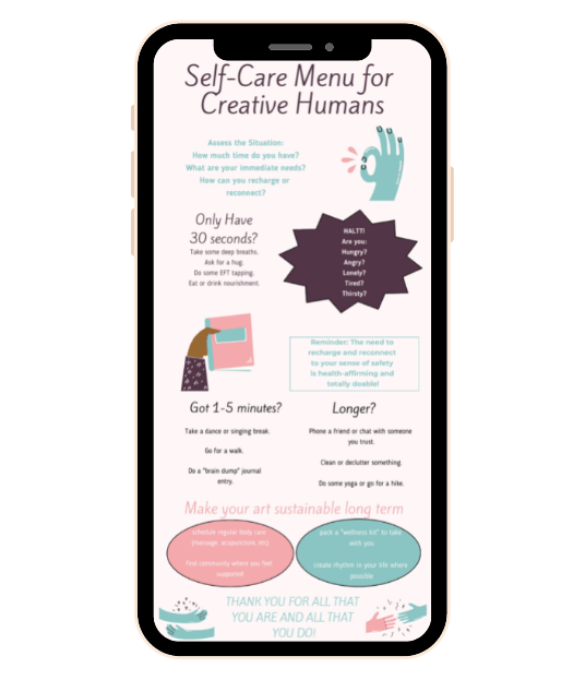 self-care menu for creative humans